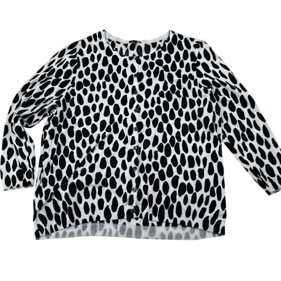 Talbots Womens XL Black & White Animal Print Cardigan Sweater - Picture 1 of 7